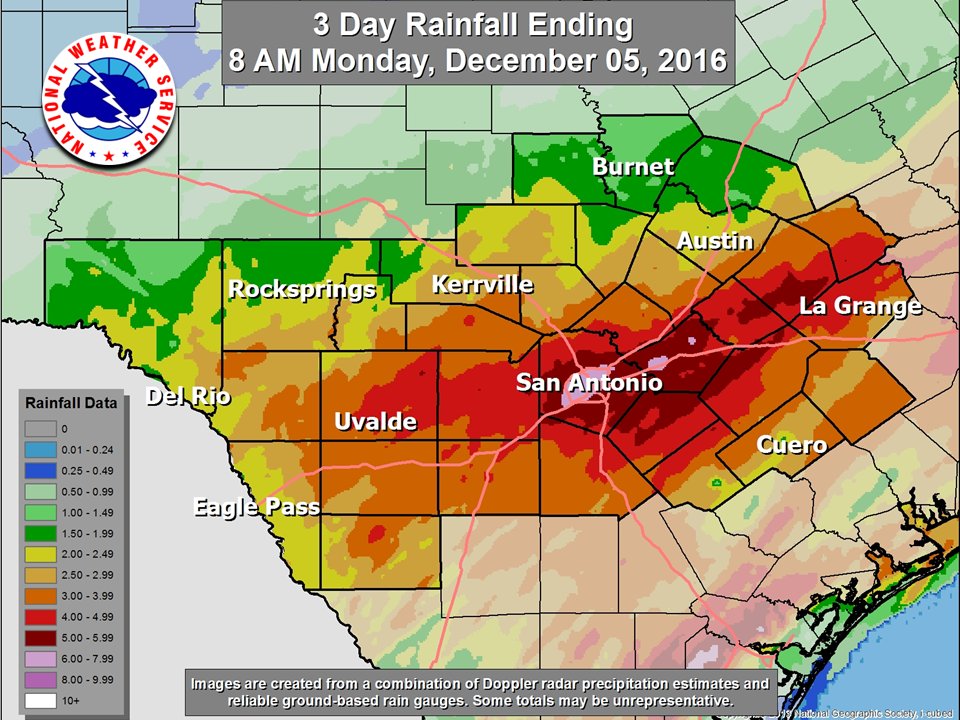 Rainfall totals from Friday through the weekend 